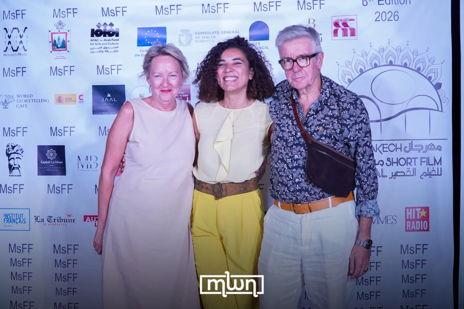 MARRAKECHsFF founder and president Ramia Beladel with filmmakers and guests during the festival’s second day / MWN Photography Team