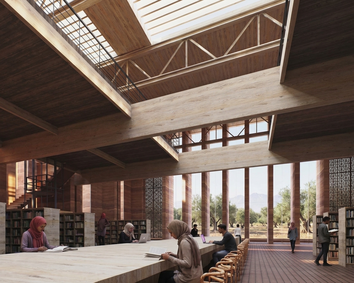Library Interior / Courtesy of Hind Njima