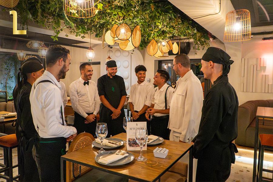 Badr Qebibo with his team at Le H restaurant.